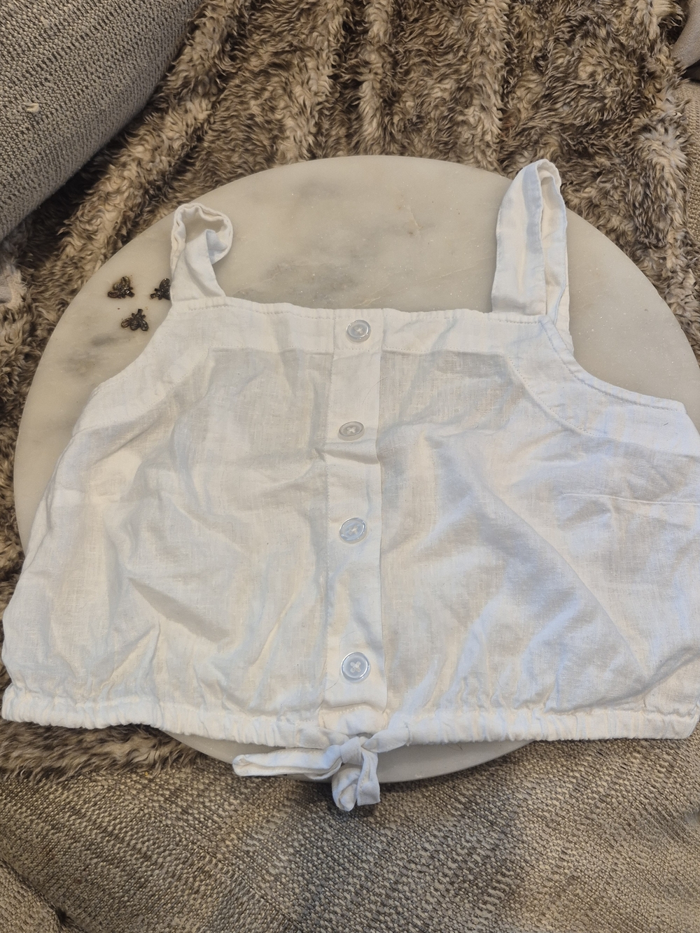 A new day White Linen Button-Front Crop Tank SIZE XS Linen/rayon - Picture 3 of 5
